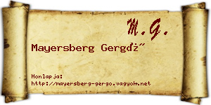 Mayersberg Gergő névjegykártya